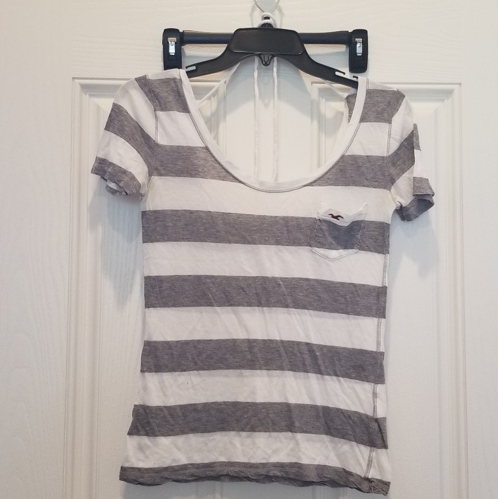 Grey and white striped top